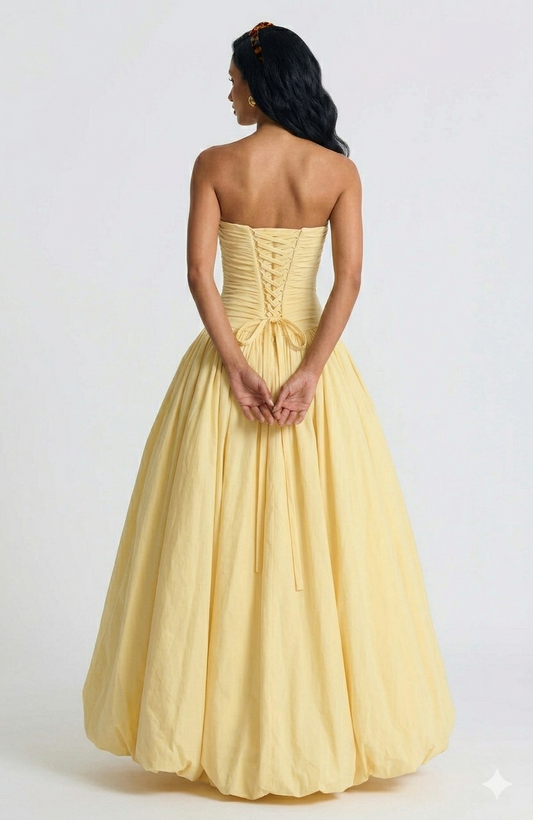 Elegant Yellow Off-Shoulder Evening Dress