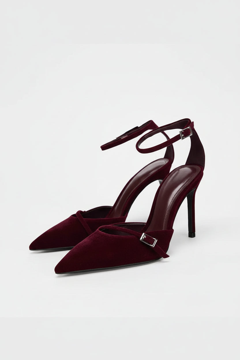 Women's Elegant Burgundy High Heel Shoes