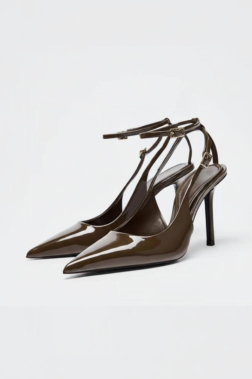 Women's Elegant Brown Patent High Heel Shoes
