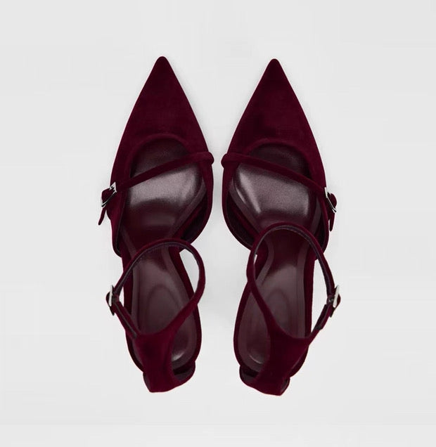 Women's Elegant Burgundy High Heel Shoes