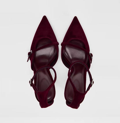 Women's Elegant Burgundy High Heel Shoes