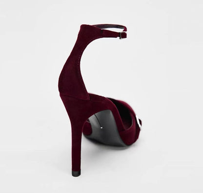 Women's Elegant Burgundy High Heel Shoes