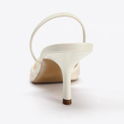 Women's Elegant Cream Embroidered High Heel Shoes