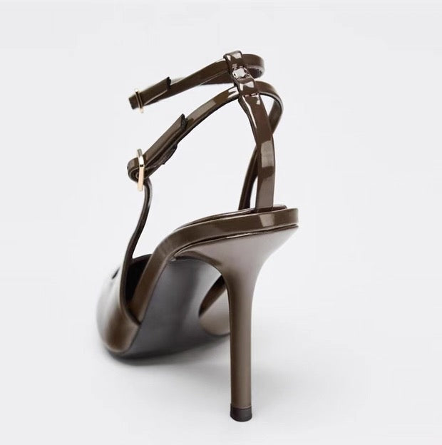 Women's Elegant Brown Patent High Heel Shoes